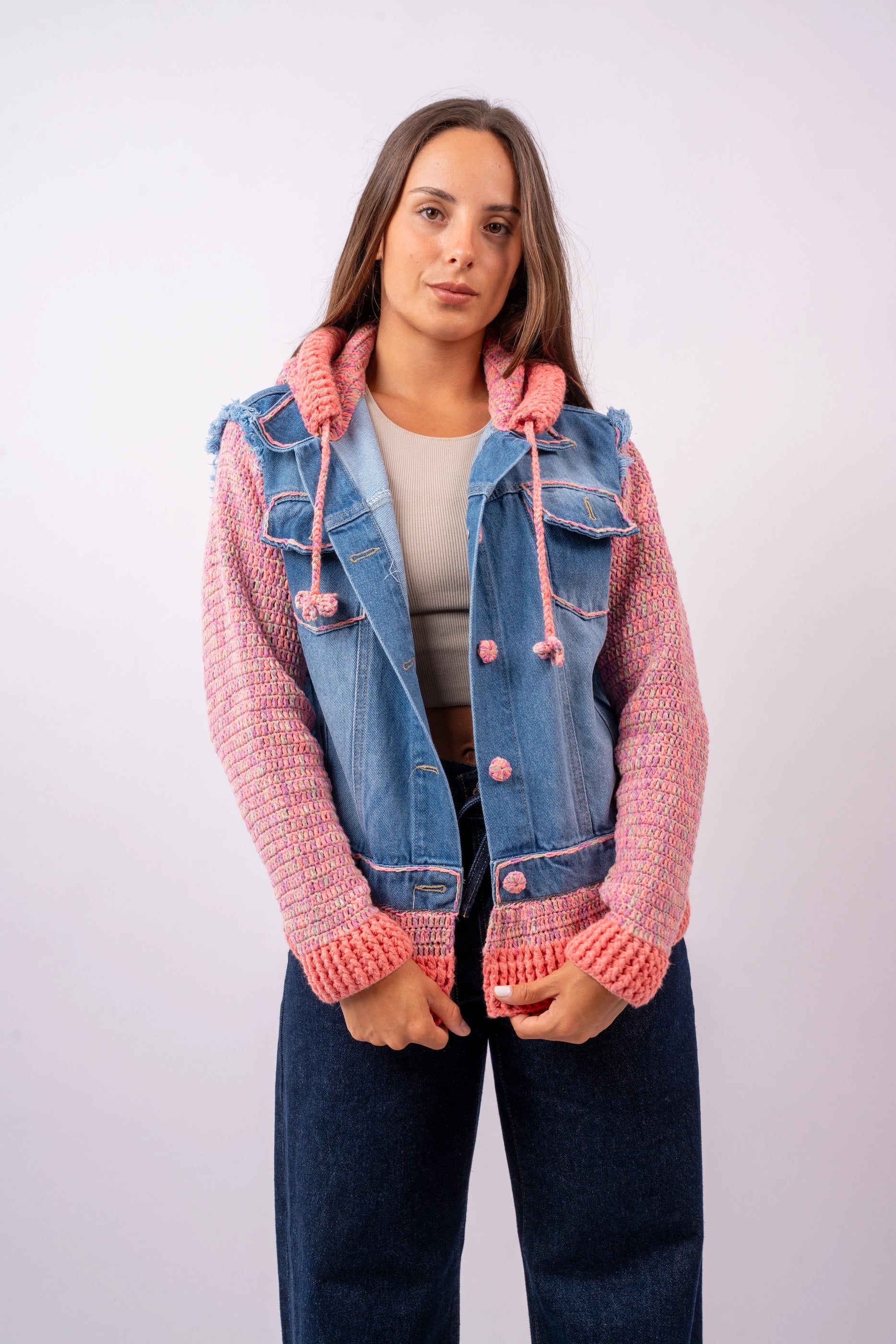 Casaca Denim Rosada