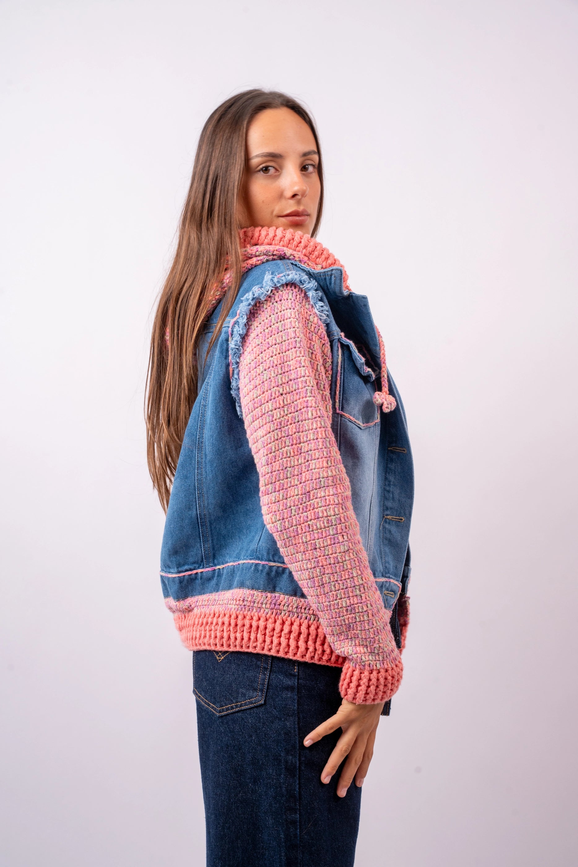 Casaca Denim Rosada