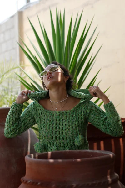 Chompa Gabriela Verde con Capucha